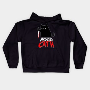 psycho cat with knife - funny halloween cat lover shirt Kids Hoodie